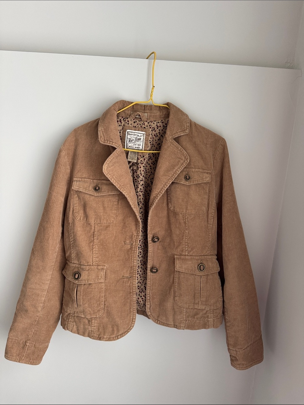 Ruff Hewn Beige Corduroy Jacket with Floral Lining